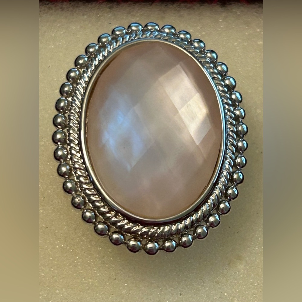 Honora Large Rose quartz and MOP doublet ring set in 925 sterling silver…